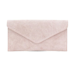 Italian Designer Soft Suede Leather Envelope Clutch Cross Body Eleonora- Nude LOW STOCK - British D'sire