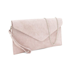 Italian Designer Soft Suede Leather Envelope Clutch Cross Body Eleonora- Nude LOW STOCK - British D'sire