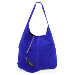 Italian Designer Soft Suede Leather Shoulder Bag-Swolit Bellissima- Really Royal Blue - British D'sire