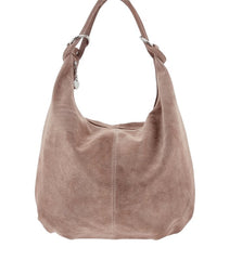 Italian Designer Suede Leather Slouchy Bag - Swolit Cosimo Dusty Pink - British D'sire