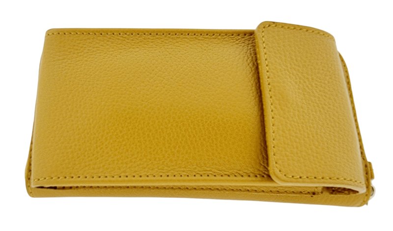 Italian Leather Cross Body Purse- Amy Mustard - British D'sire