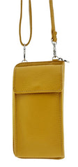 Italian Leather Cross Body Purse- Amy Mustard - British D'sire