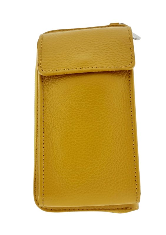 Italian Leather Cross Body Purse- Amy Mustard - British D'sire