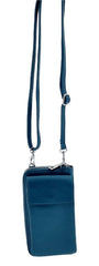 Italian Leather Cross Body Purse-Amy Navy Blue - British D'sire