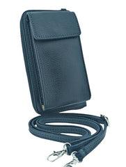 Italian Leather Cross Body Purse-Amy Navy Blue - British D'sire