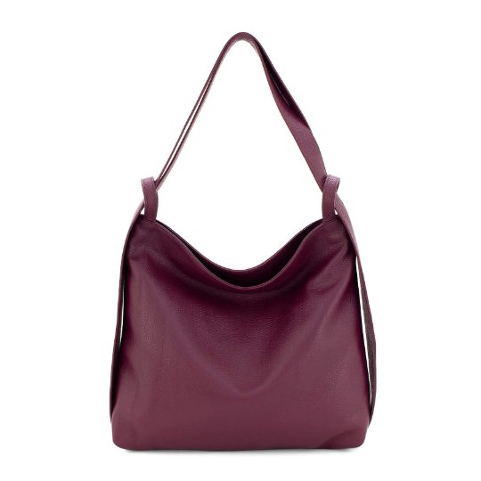 Italian Leather High Quality Large Leather Convertible Backpack-Ultimati Burgundy - British D'sire