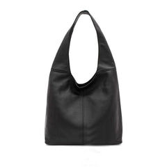 Italian Leather Plain Hobo Bag- Swolit Alessandra - Black - British D'sire