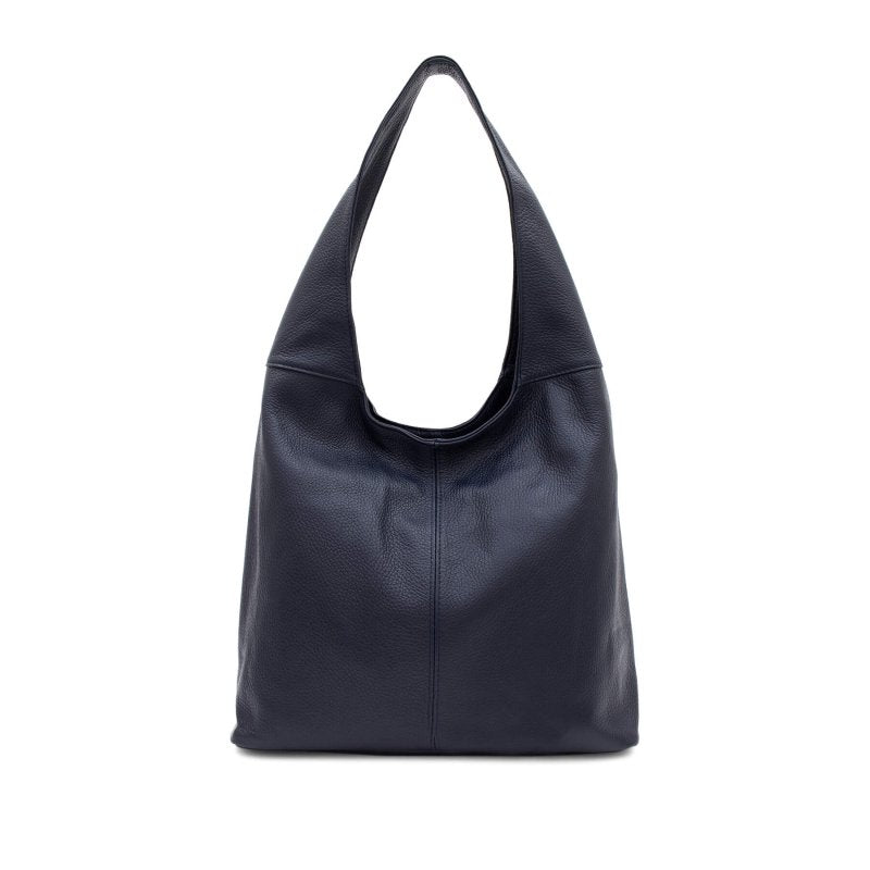 Italian Leather Plain Hobo Bag- Swolit Alessandra - Navy - British D'sire