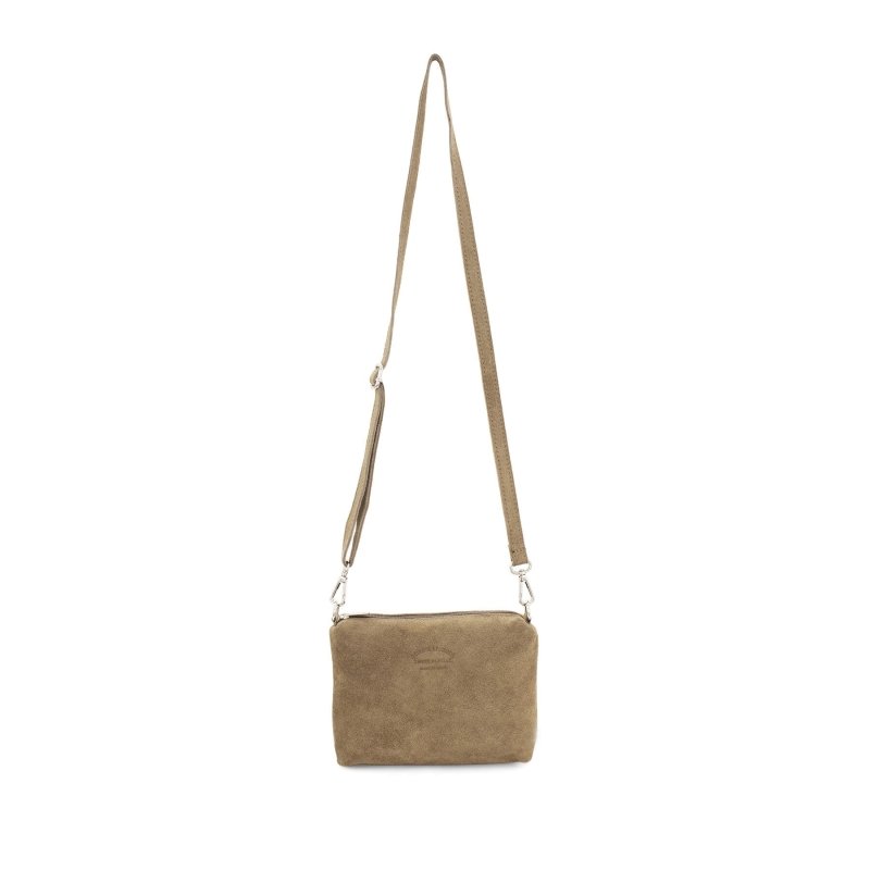 Italian Leather Suede Leather Circle Handle with Fringes Handbag - Swolit Giulia-Light Tan - British D'sire