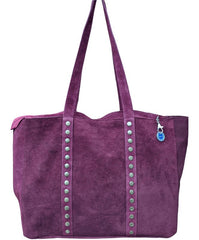 Italian Stylish Studded Suede Leather Soft Tote Shopper Swolit - Popolare - Oxblood - British D'sire