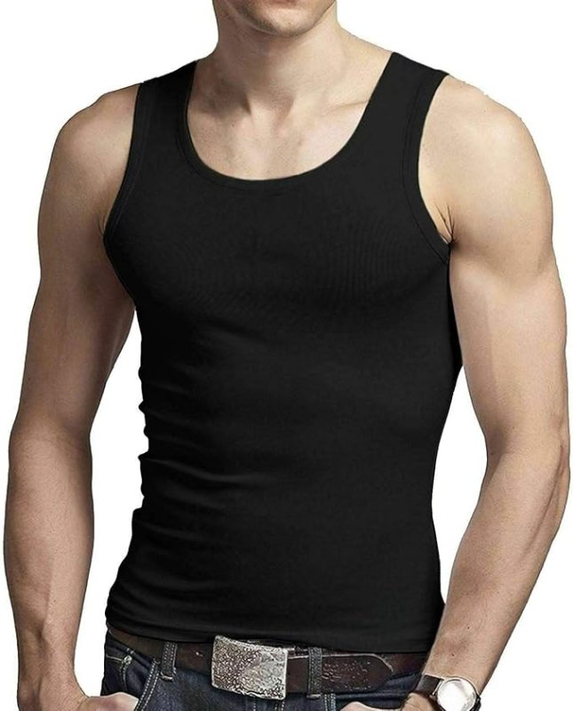 ITRAT® Men's Cotton Vests Tank Tops Sleeveless Plain Breathable Slim Fit Summer Top Vest Everyday Athletic wear, Easy Fit Men Workout Shirts (Pack 1) - Vests - British D'sire