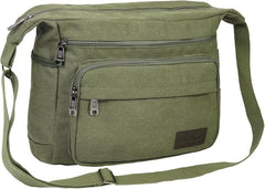 JAKAGO Canvas Messenger Bag 15 inch Mens/Women Shoulder Bag with Multiple Pockets for School Travel Outdoor Fishing Camping Work Daily Use - Totes & Shoulder Bags - British D'sire