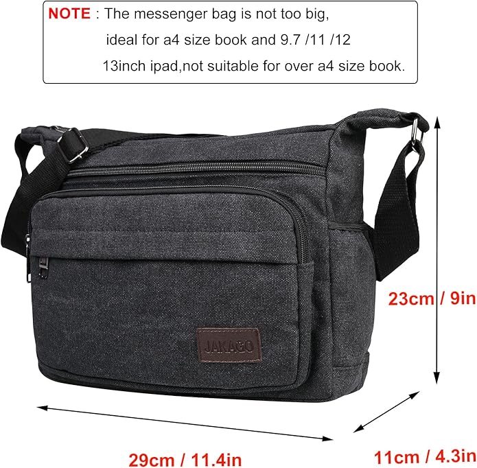 JAKAGO Messenger Shoulder Bag 13 Inch,Multi Pockets Canvas Crossbody Bag for Men,Casual Lightweight Satchel Bag for Outdoor Fishing Camping Hiking Travel Working Daily Use - Shoulder Bags - British D'sire