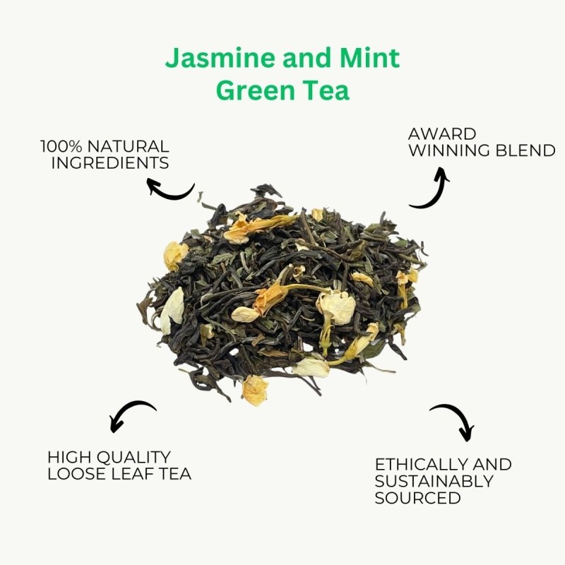 Jasmine and Mint Green Tea, Green Loose Leaf Tea - Tea & Infusions - British D'sire