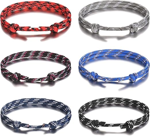 Jeka 6 Pcs Nautical Braided Handmade Rope String Adjustable Bracelets for Men - Bracelets - British D'sire