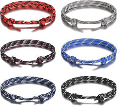 Jeka 6 Pcs Nautical Braided Handmade Rope String Adjustable Bracelets for Men - Bracelets - British D'sire