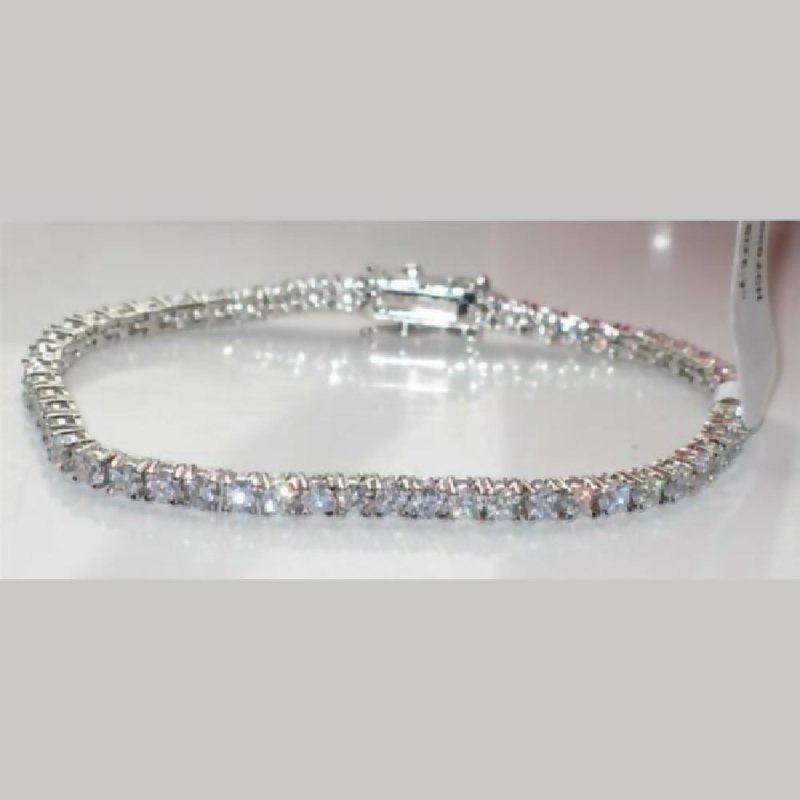 Jewellery Kingdom Cubic Zirconia Classic Rhodium 8 Carat Ladies Tennis Bracelet (Silver) - Fine Bracelets & Bangles - British D'sire