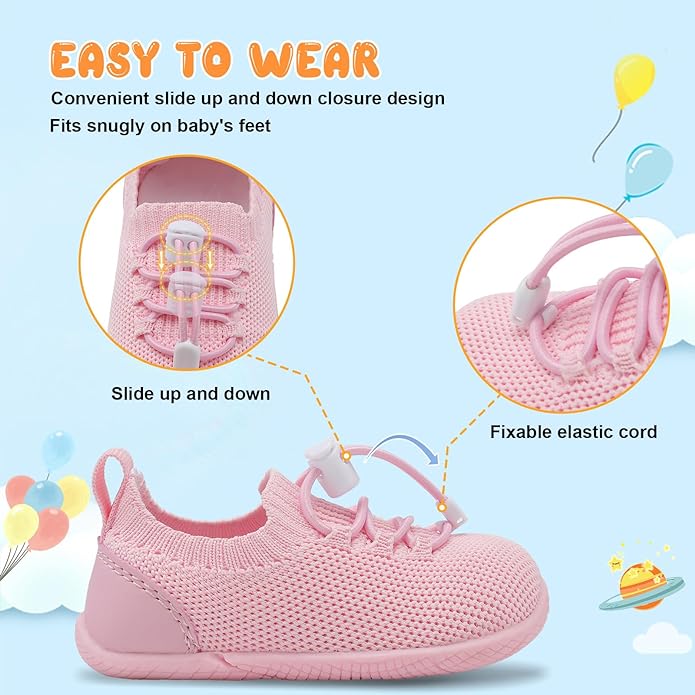 JIASUQI Baby Shoes for Baby Boys Girls First Walking Shoes Infant Non - Slip Breathable Trainers with Soft Rubber Sole Toddler Slip On Slippers Sneakers - British D'sire