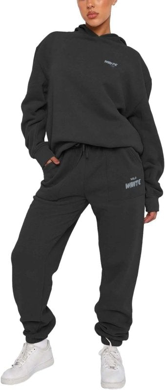 JIOZIDO Women's Tracksuits Sets 2 Piece Outfits Hoodie and Sweatpants Jogger Plain Set Women Activewear Lounge Wear Sets for Women Tracksuit Womens UK - Tracksuits - British D'sire