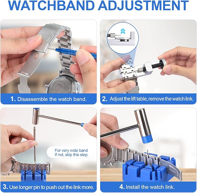 JOREST Watch Link Removal Tool Kit, Watch Band Pin Remover for Watch Repair, Watch Bracelet Adjustment, Watch Strap Replacement and Resizing, with 10 Spring Bars, 10 Pins, User Manual - Repair Tools & Kits - British D'sire