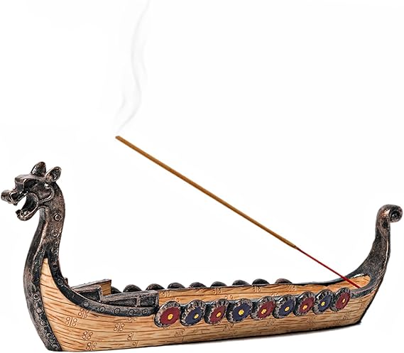 Jueyeek Retro Dragon Boat Incense Holder Stick Holder Burner Viking Boat Incense Hand Carved Carving Censer Ornaments - Home Decor - British D'sire