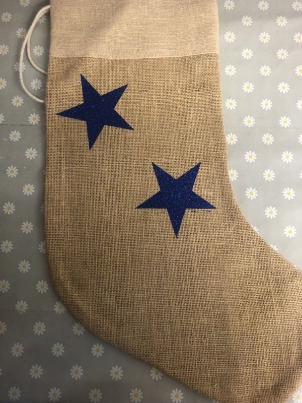 Jute & Juco Stockings Double Star Design - COTTON DRAWSTRING BAGS - British D'sire