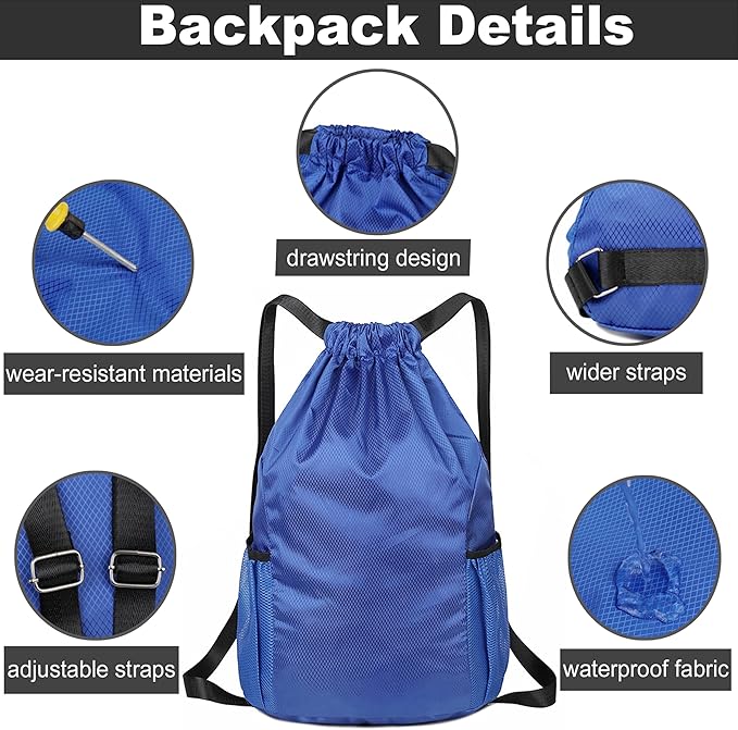 KANGSIT Drawstring Bag, Swim PE Bags Drawstring Gym Bag for Kids Adults, Waterproof Swimming Sports Bag for School Sports Swimming Gym Travel Unisex Gym Bag - Gym Bags - British D'sire