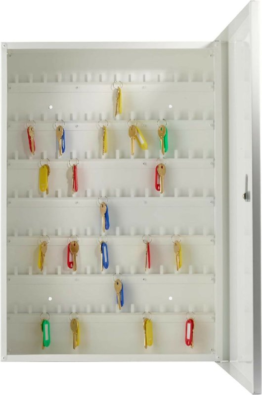 Key Cabinet Wall Mounted White Key Storage up to 98 Keys Easy to Use Key Lock - Key Cabinet - British D'sire