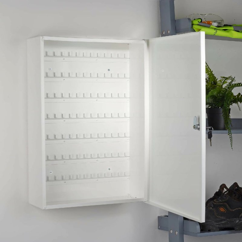 Key Cabinet Wall Mounted White Key Storage up to 98 Keys Easy to Use Key Lock - Key Cabinet - British D'sire