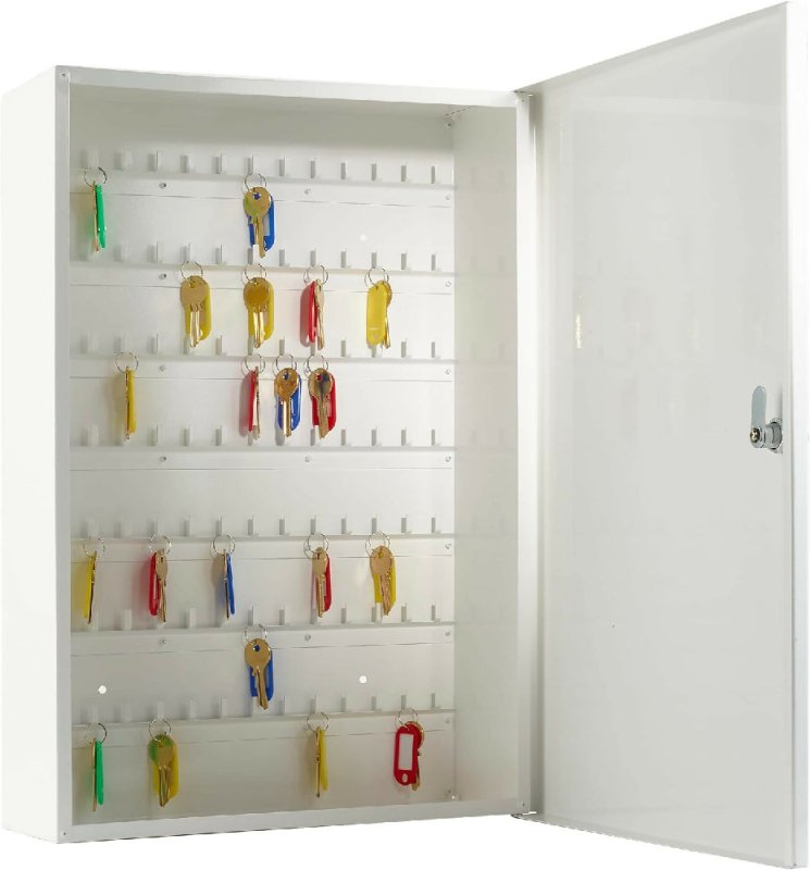 Key Cabinet Wall Mounted White Key Storage up to 98 Keys Easy to Use Key Lock - Key Cabinet - British D'sire