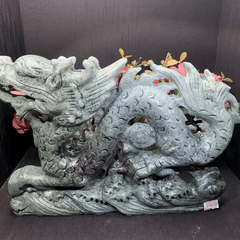 Kindfull Naure Crystal hand carved xiuyan jade dragon healing stone fengshui Crystal chinese dragon for sale - Stone Carving Statue - British D'sire