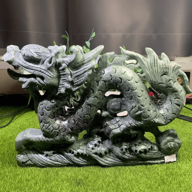 Kindfull Naure Crystal hand carved xiuyan jade dragon healing stone fengshui Crystal chinese dragon for sale - Stone Carving Statue - British D'sire