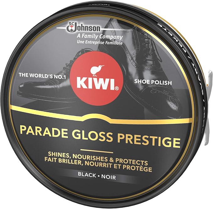 KIWI Parade Gloss Prestige Shoe Shine Polish for Black Leather, Metal Tin, 50ml - British D'sire