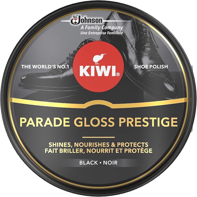 KIWI Parade Gloss Prestige Shoe Shine Polish for Black Leather, Metal Tin, 50ml - British D'sire