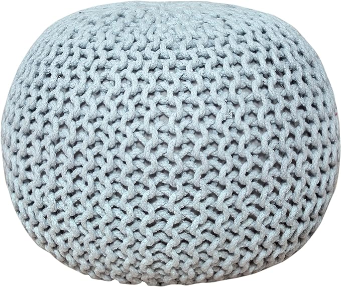 Knitted Pouffe Chunky Round Footstool Ottoman 100% Cotton - British D'sire