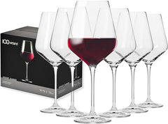 Krosno Large Red Wine Glasses Set of 6 | 490 ML | Avant-Garde Collection | Big Crystal Wine Glasses, Wine Tasting Set, White Wine Glasses | Flat Bottom Wine Glasses | Dishwasher Safe Wine Glass - British D'sire