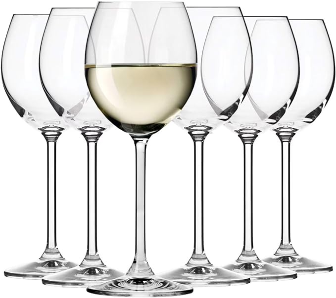 Krosno White Wine Glasses Set of 6 | 250 ML | Venezia Collection | Glasses Drinking Wedding Gift Set | Perfect for Home, Restaurants and Kitchen Set | Dishwasher Safe Cocktail Crystal Set - British D'sire