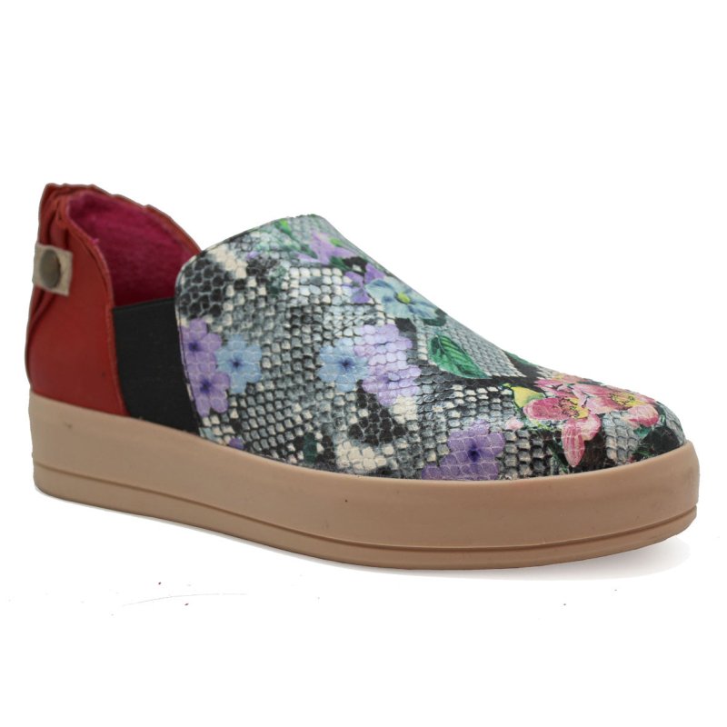 La Princess - Python - denim print leather slip on sneaker - Sneaker - British D'sire