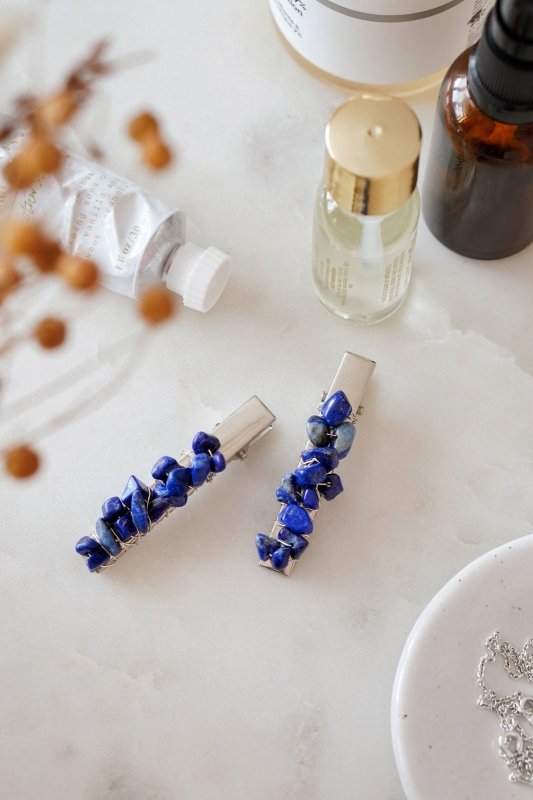 Lapis Lazuli Crystal Hair Clip - Set of 2 - Hair Clipper & Trimmer Accessories - British D'sire