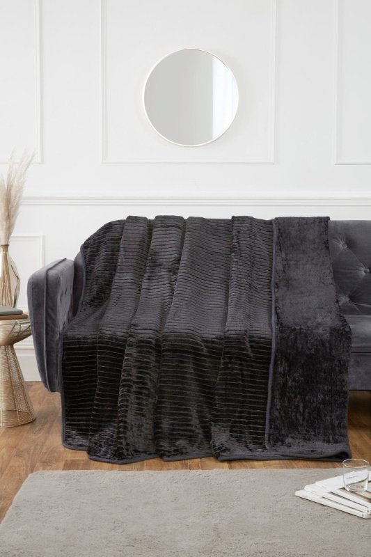 Large Luxury Mink Throw Ribbed and Plain Blanket Warm Fleece Double King - Throw - British D'sire