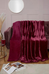 Large Luxury Mink Throw Ribbed and Plain Blanket Warm Fleece Double King - Throw - British D'sire