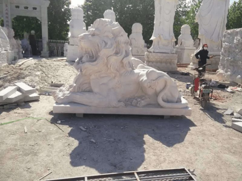 Large Utodoorfront door life size marble stone lion statues sculptures for sale - Decor Sculpture - British D'sire