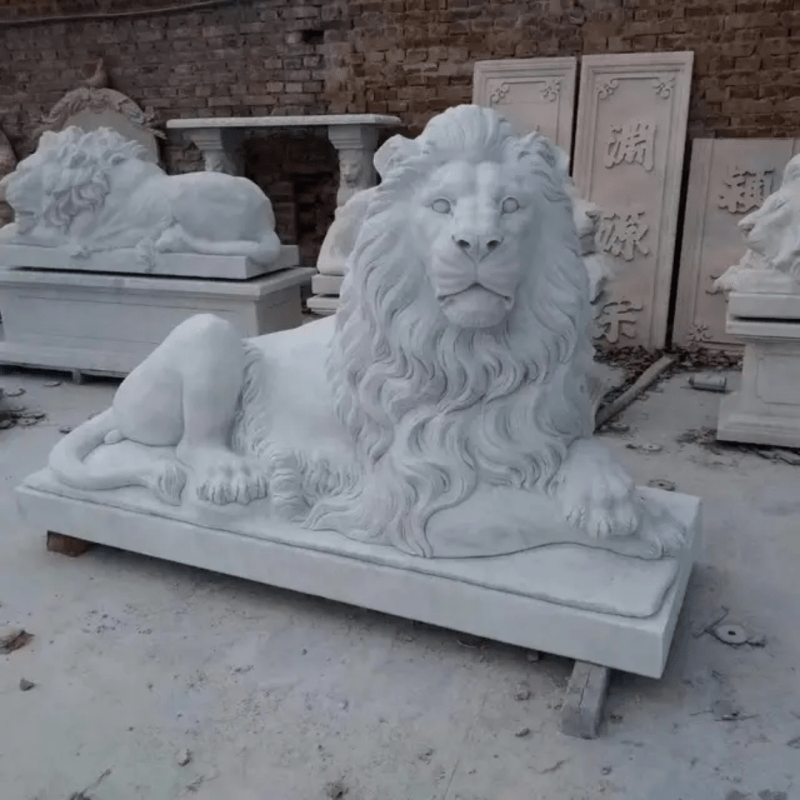 Large Utodoorfront door life size marble stone lion statues sculptures for sale - Decor Sculpture - British D'sire