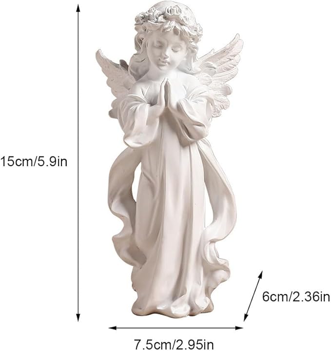 Le Morne Praying Angel Figurine Resin Fairy Prayer Carving Sculpture Home Room Decor (S) - Stone Carving Statue - British D'sire