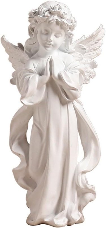 Le Morne Praying Angel Figurine Resin Fairy Prayer Carving Sculpture Home Room Decor (S) - Stone Carving Statue - British D'sire