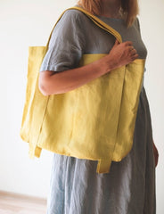 Lemon linen canvas bag - Canvas Bags - British D'sire