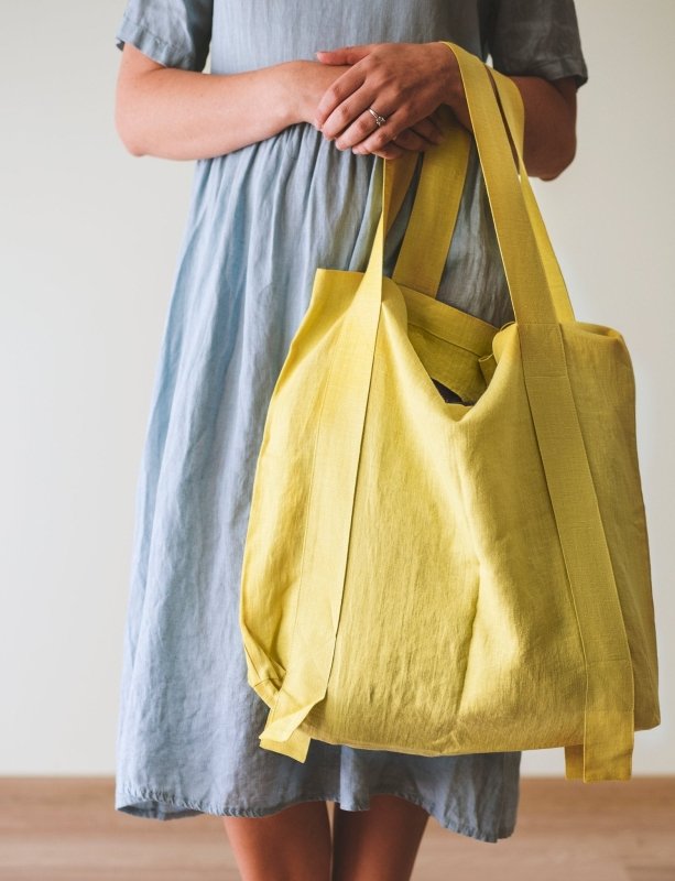 Lemon linen canvas bag - Canvas Bags - British D'sire