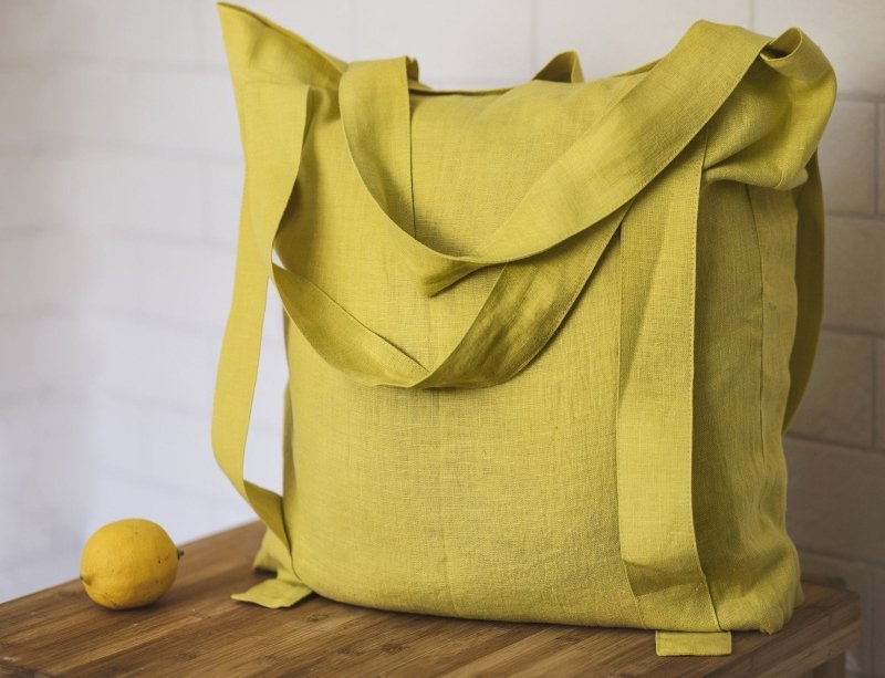 Lemon linen canvas bag - Canvas Bags - British D'sire