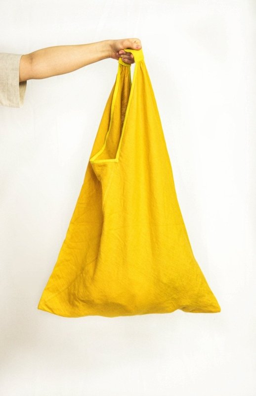 Lemon linen triangle bag - Origami Bag - British D'sire