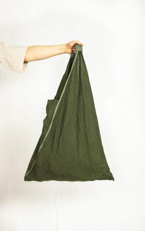 Lemon linen triangle bag - Origami Bag - British D'sire